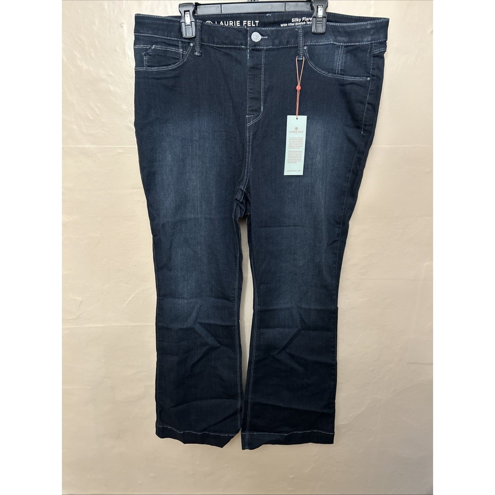 Laurie Felt 2X Dark Indigo‎ Silky Denim Jeans Flared Pulling